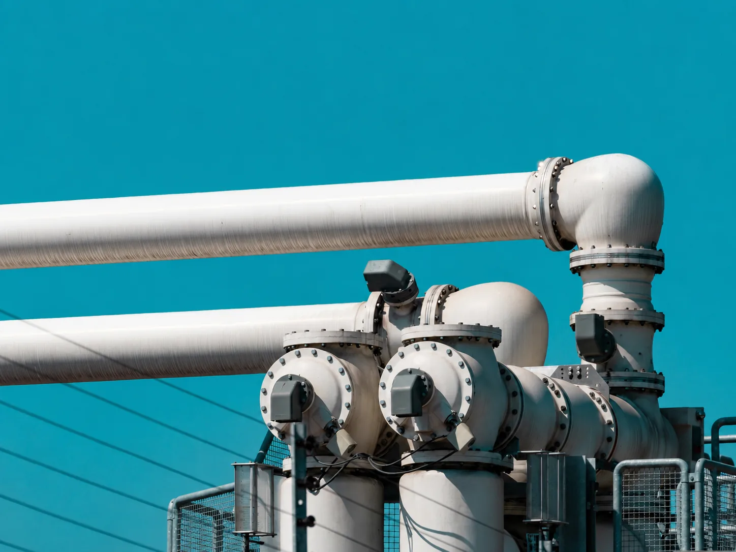Illustrative pump and pipework in a water-treatment environment