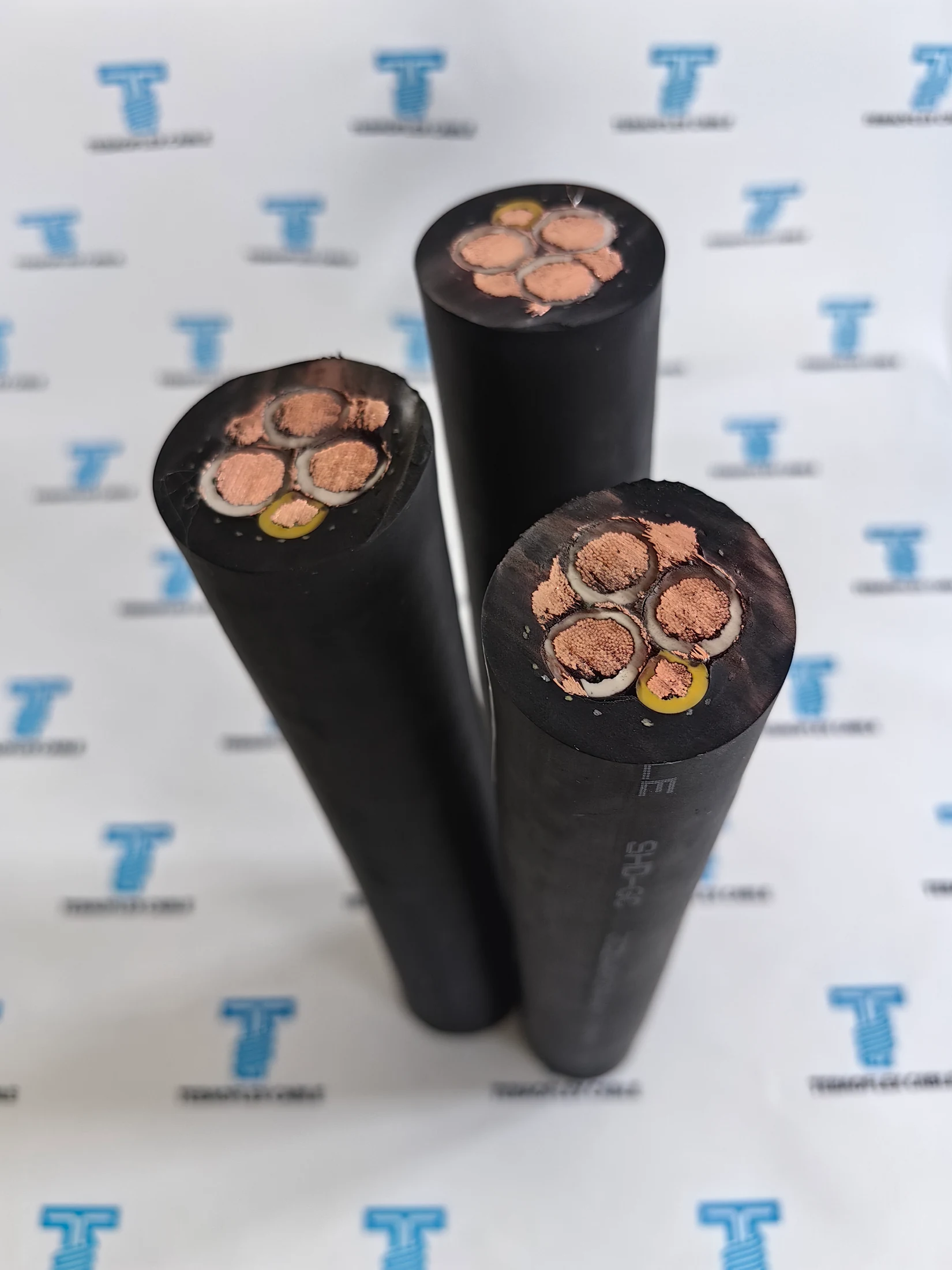 Illustrative arrangement of special cable samples prepared for engineering review